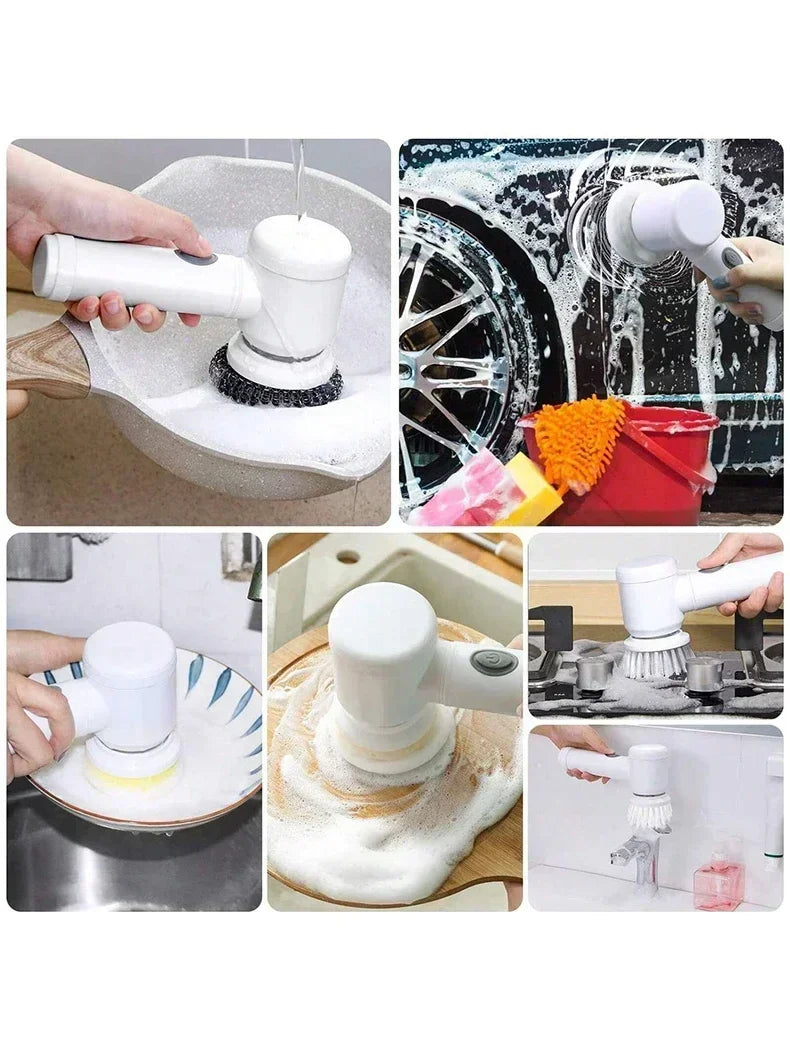 Electric Cordless Spin Scrubber with Replaceable Cleaning Brush Heads