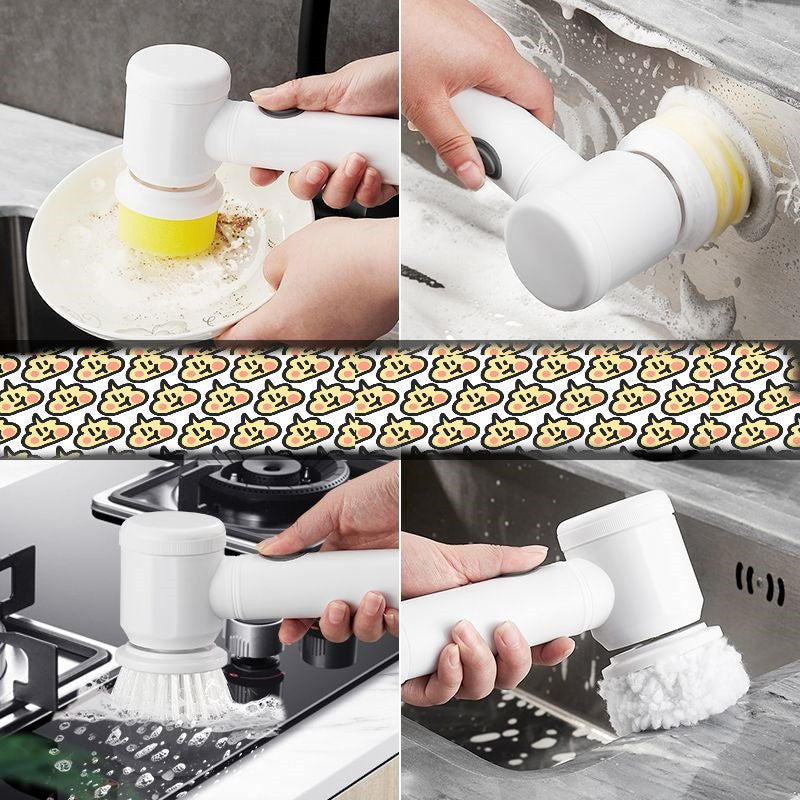 Electric Cordless Spin Scrubber with Replaceable Cleaning Brush Heads