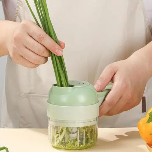 4 in 1 Vegetable Chopper Handheld Electric Vegetable Cutter Set Portable Wireless Garlic Mud Masher Mini Food Processor
