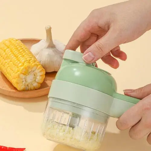 4 in 1 Vegetable Chopper Handheld Electric Vegetable Cutter Set Portable Wireless Garlic Mud Masher Mini Food Processor