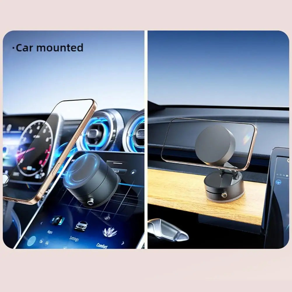 Double-sided Suction Cup Phone Holder Vacuum Magnetic Car Mount Foldable Lazy Bracket For iPhone Android