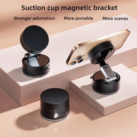 Double-sided Suction Cup Phone Holder Vacuum Magnetic Car Mount Foldable Lazy Bracket For iPhone Android