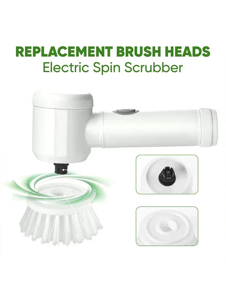 Electric Cordless Spin Scrubber with Replaceable Cleaning Brush Heads